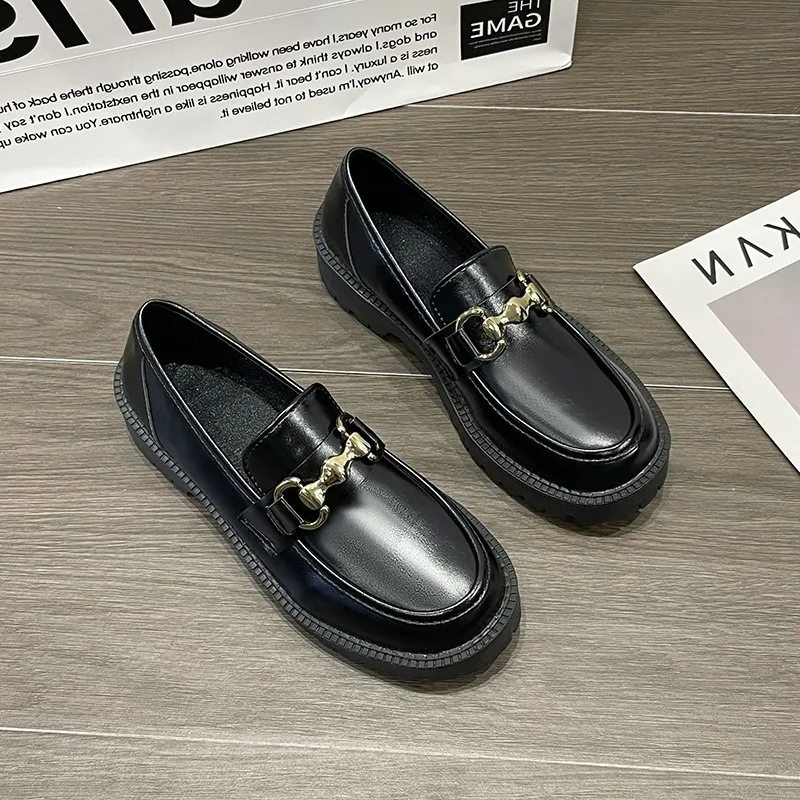 2024 scarpe femminili moda donna Mary Janes punta tonda appartamenti mocassini piattaforma Oxfords Casual fibbia a catena in metallo tacchi da donna