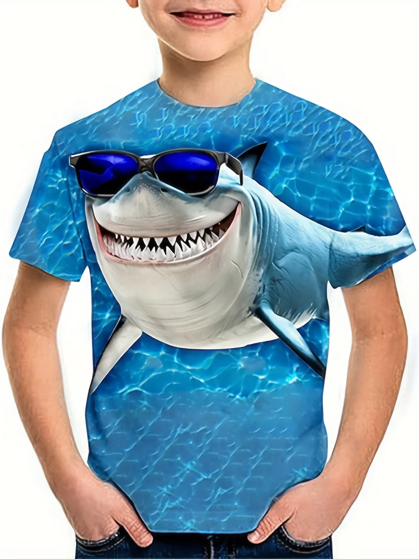 T-shirt imprimé 3D Ocean Big Shlavabo pour enfants, chemise pour garçon, vêtements pour filles, mode pour enfants, manches courtes, garçons, été, Y-