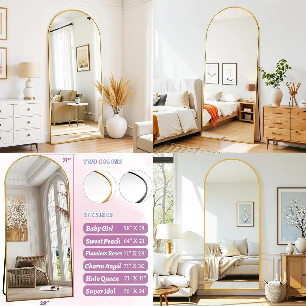 

Gold Full-Length Floor Mirror with Stand for Bedroom and Living Room, 71x28 Inches, Elegant Home Decor