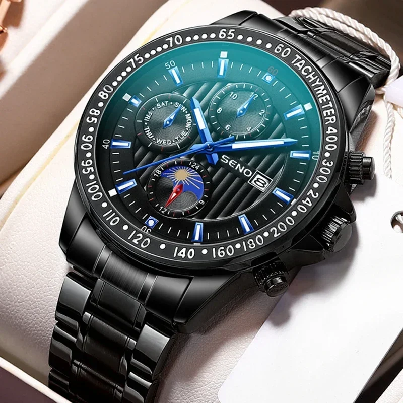 

Men's Fashion Calendar Glow in The Dark Waterproof Quartz Watch Man Multi Function Large Dial Watch