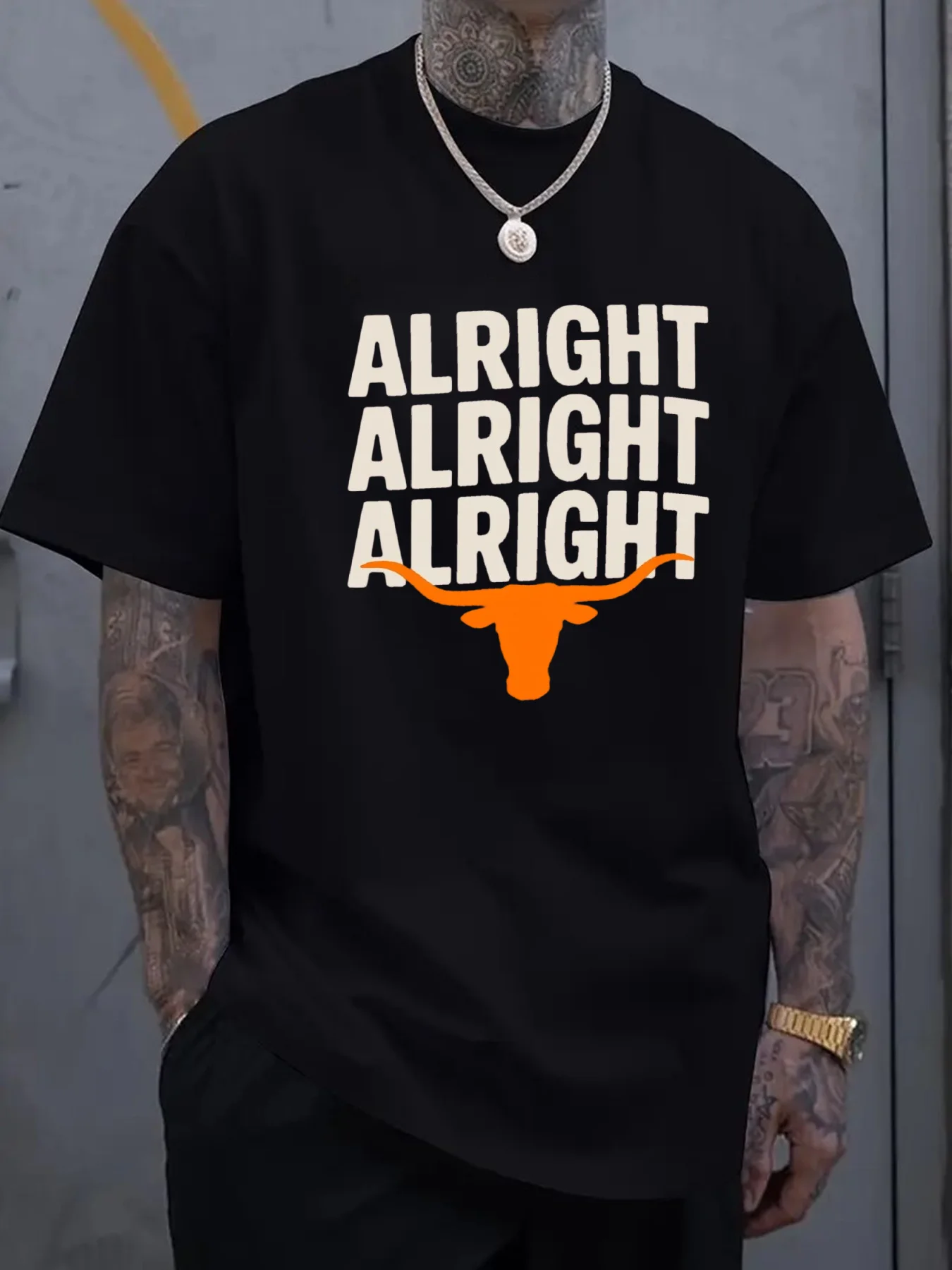 Men'S Casual Black T-Shirt with 