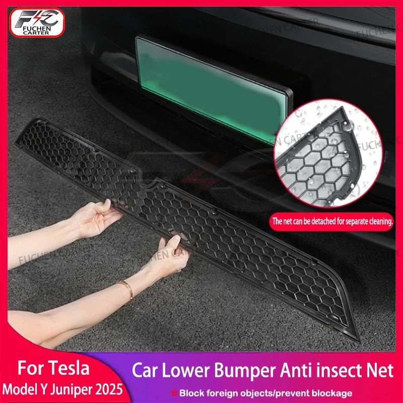 

For Tesla Model Y Juniper 2025 Lower Bumper Anti Insect Net Anti Dust Proof Inner Vent Grille Cover Insect-proof Net Accessories