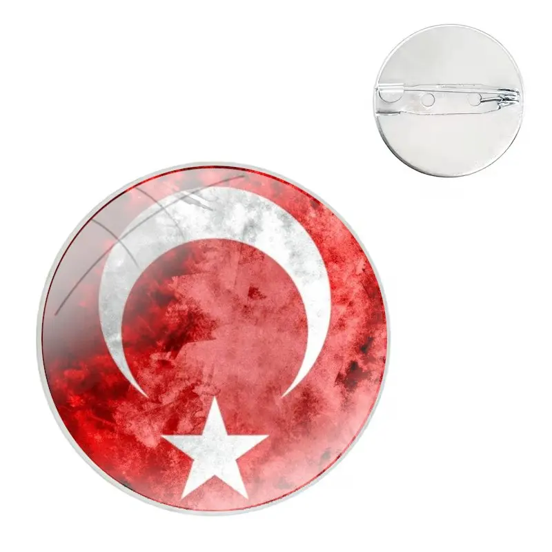 Cliente Bling Badge Broche Pin, Acessórios para Roupas, Decoração Mochila, Presente, Turquia, Turquia, Bandeira da Turquia