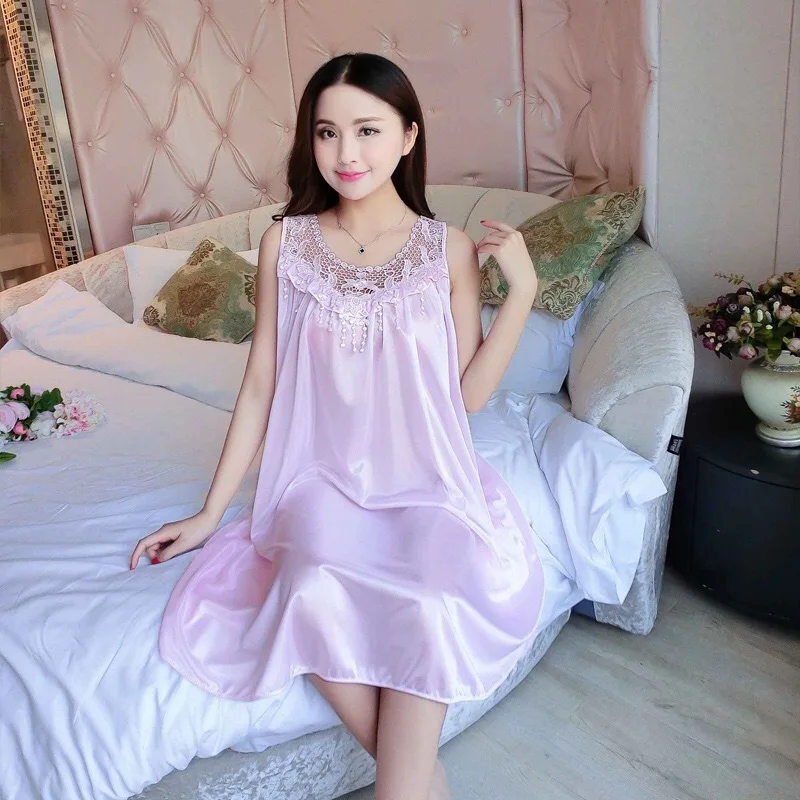 Babydoll Nightdresses Blue Homewear Applique Sleepshirts Women Nightdress Female Sexy Sling Nightgowns Lady Lingerie Sleepdress