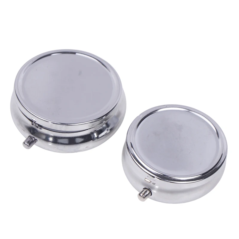 Metal Pill Boxes Stainless Steel Round Pill Boxes Medicine Organizer Container Medicine Case Splitters Pill Candy Box