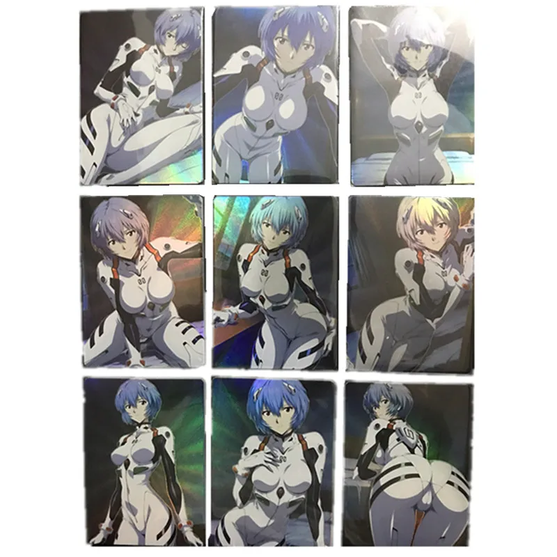 9 قطعة/المجموعة/مجموعة بطاقات مثيرة للقرن الجديد Evangelion Ayanami Rei أنيمي إيفا كاريكاتير بطاقات عارية آلهة 18 + ألعاب بطاقات قابلة للجمع ألعاب هدية #1