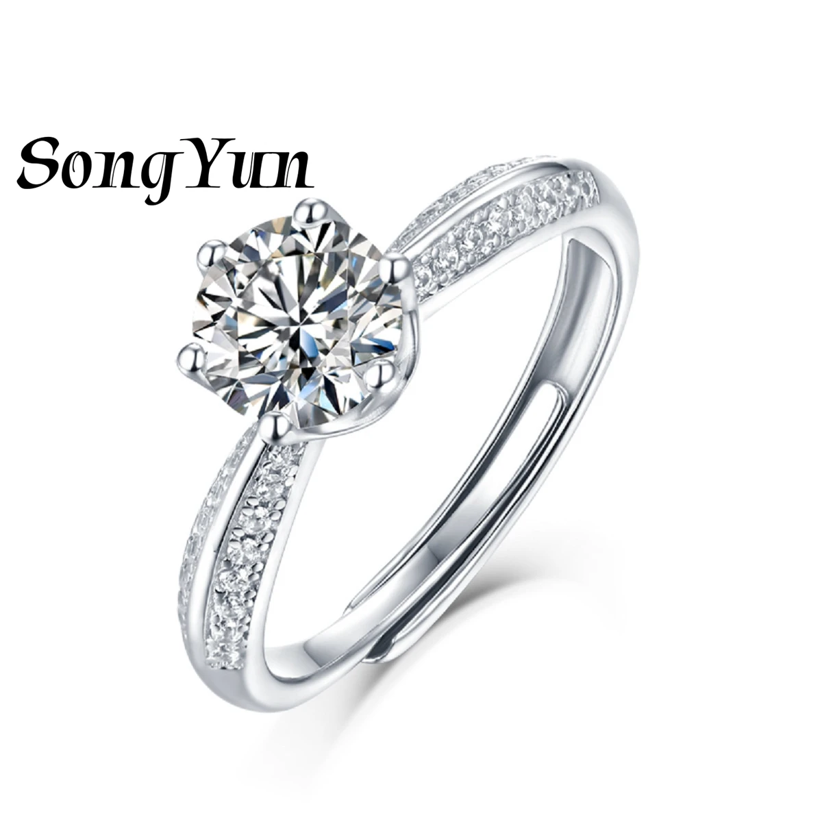 SONGYUN Brand Jewelry 925 Sterling Silver Ring Round Moissanite Minimalist Ring for Her 18K Real Gold Plated SYT Patent Rings