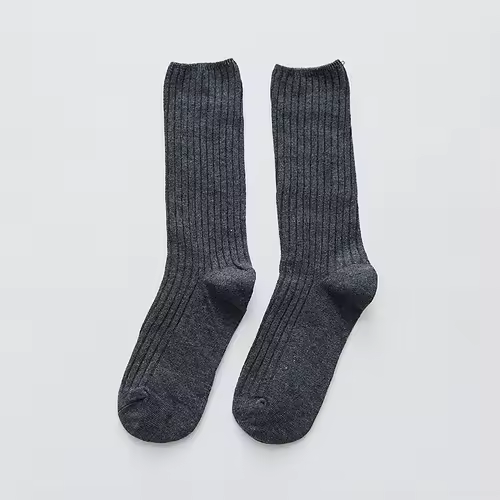 1 Pair Retro Women Cotton Loose Socks Autumn Winter Knitting Solid Color Long Black Korean Japanese Student Girls Stockings - Image 15