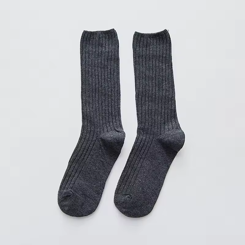 1 Pair Retro Women Cotton Loose Socks Autumn Winter Knitting Solid Color Long Black Korean Japanese Student Girls Stockings - Image 15