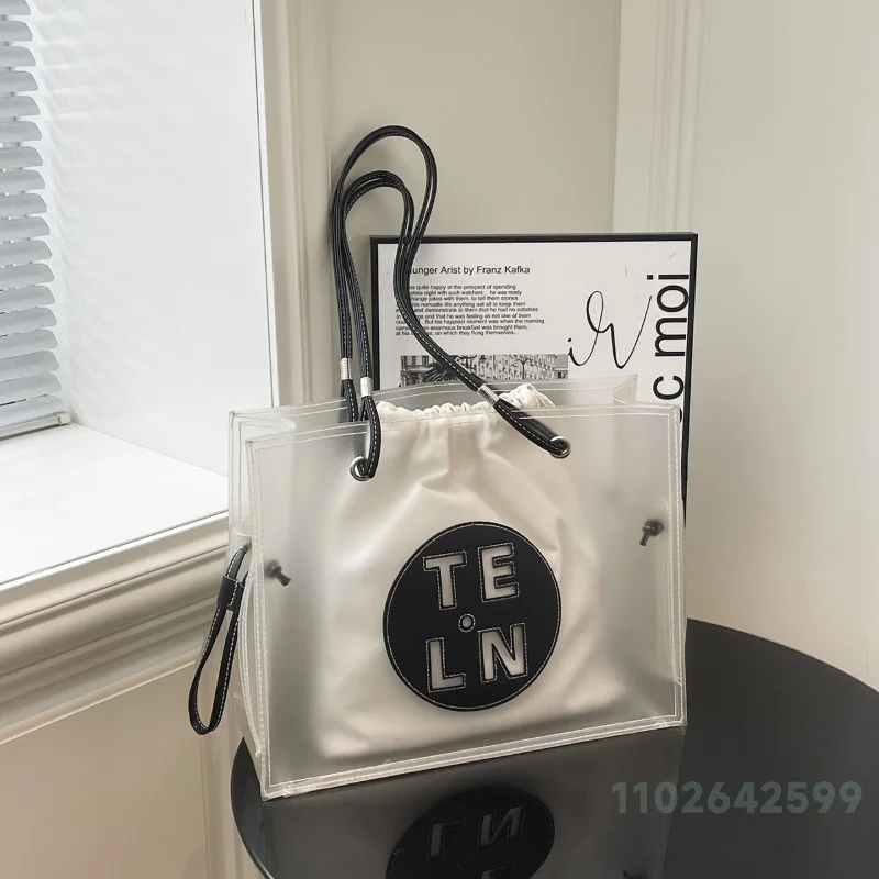 New Women's Handbag Fashion High Quality Transparent Shoulder Bag Solid Color Versatile 2-piece Set Shopping Storage Women's Bag
