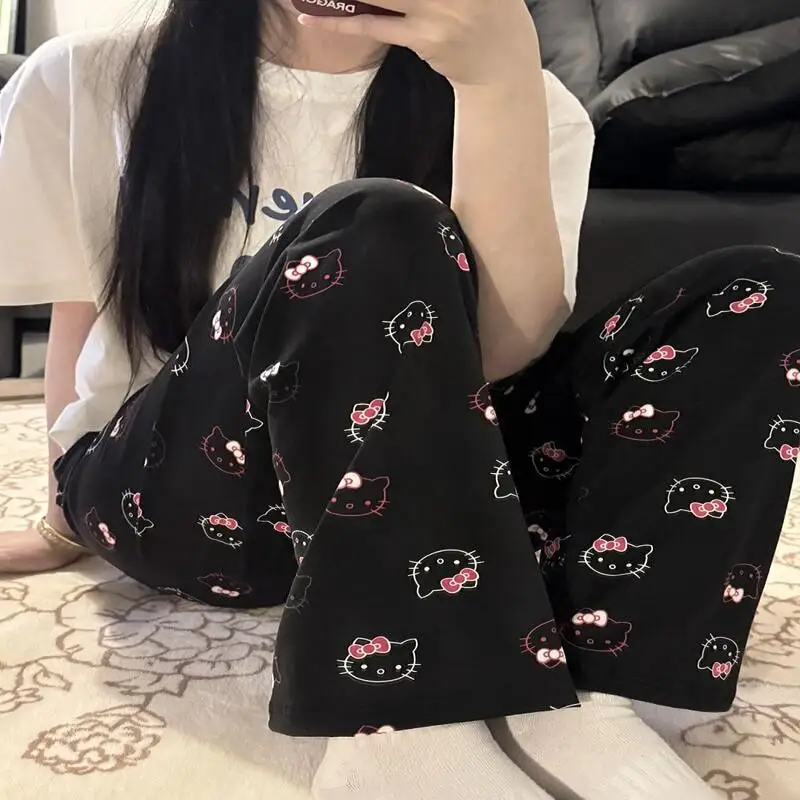 

Sanrio Горячие пижамные штаны Hello Kitty Пижамные штаны Повседневный стиль для девочек Весенне-осенний стиль Домашняя одежда Брюки Пижамные штаны