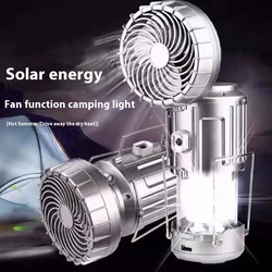 Multifunction Outdoor Electric Fan Light LED Solar Camping Lamp Portable Hanging Tent Lanterns Light with Fan Outdoor Tools