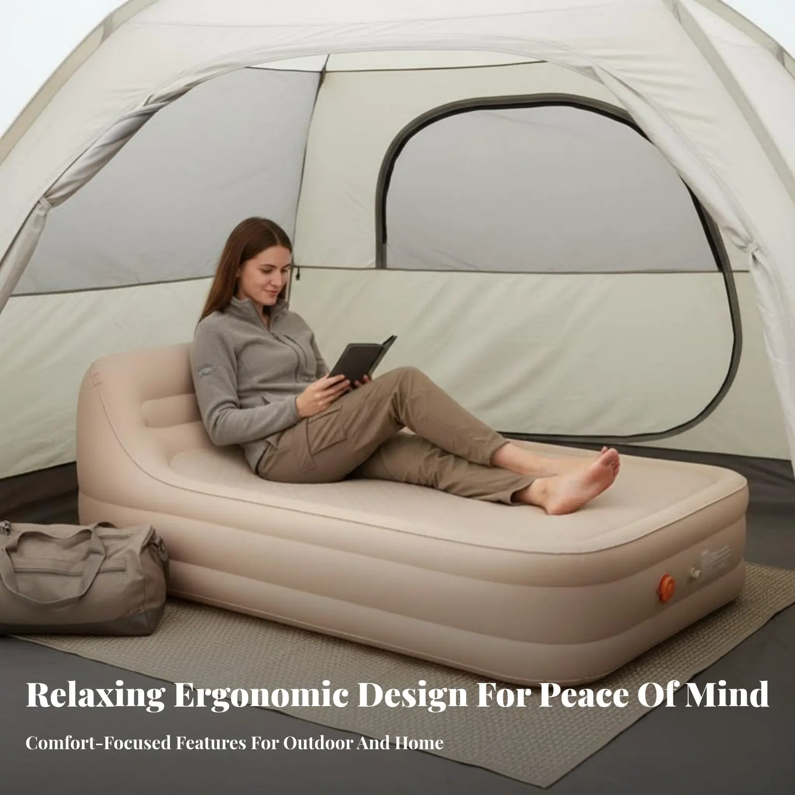 

Inflatable Mattress with Elastic Silk Backrest, Camping Sleeping Pad, Portable for Home and Outdoor