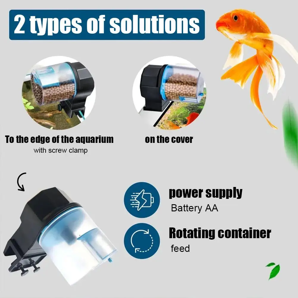 Fish Tank Automatic Feeder Intelligent Timing Large Feeder Capacity Feeder Punch-free Convenient Fish Aquarium V6O3