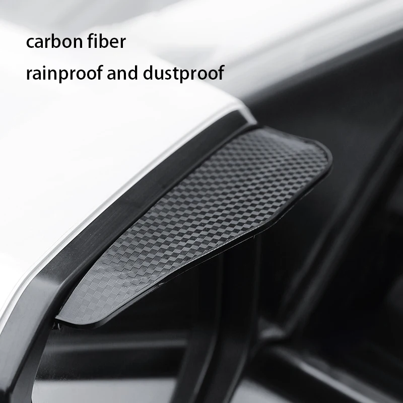 Car Rearview Mirror Rain Eyebrow Carbon Fiber Sun Visor Shade Protector Clear Vision Rain Auto Mirror Organizer Accessories