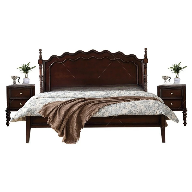 

American retro solid wood 1.8 meters double superior medium and ancient wind master bed