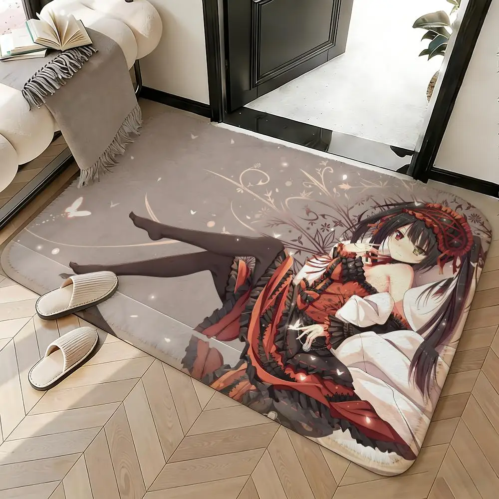Soft Absorbent Non-Slip Rug Character Tokisaki Kurumi Floor Mat Home Decor Doormat Bedroom Floor Mat Shower Carpet