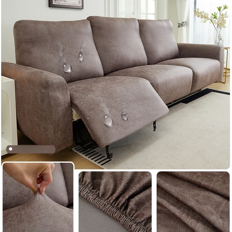 3 Seater Tech Leather Recliner Sofa Cover Waterproof Oilproof Wear Resistant All Inclusive For Living Room Furniture Protector