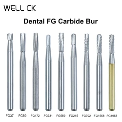 10Pcs/Box Well CK Dental Dental FG Carbide Burs For High Speed Handpiece Dia 1.6mm Tungsten Steel Bur