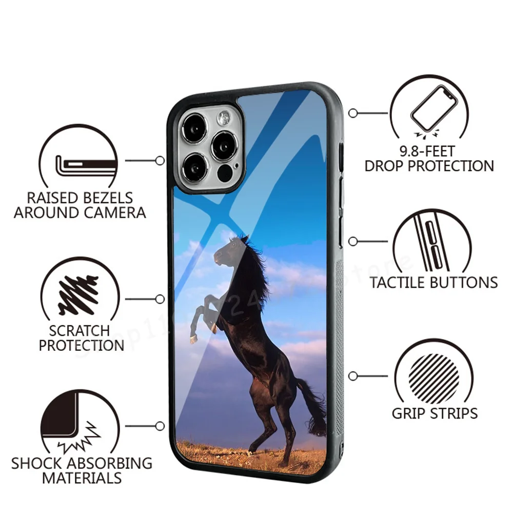 Hot Galloping Horse Phone Case Strong Magnetic For IPhone 15 14 13 Pro Max Mini Alex Mirror For Magsafe Wireless Charging Cover