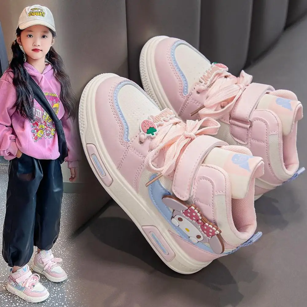 

Sanrio Kuromi My Melody Girls Spring Autumn Fashion Versatile Non-Slip Lightweight Sports Leisure Soft-Soled High-Top Sneakers