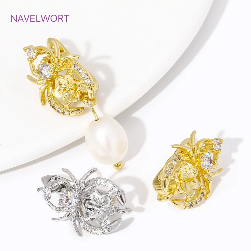 Luxury 18K Gold Plated Brass Shvenzy Earring Hooks,Inlaid Zircon Earwire Fixtures Basic Fastener,For DIY Earring Making Findings