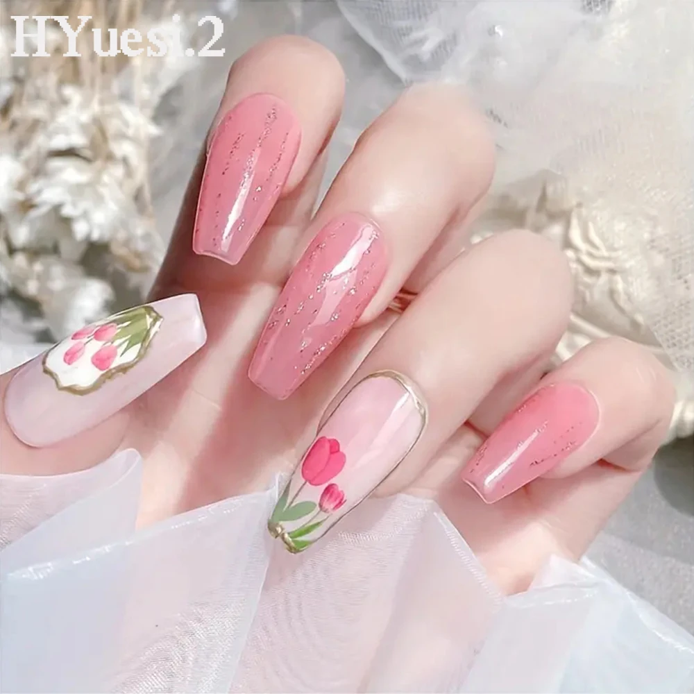 3D Tulip Flowers Nail Stickers Self Adhesive Embossed Nail Art Decals For Women Girls Summer DIY Manicure Decoration