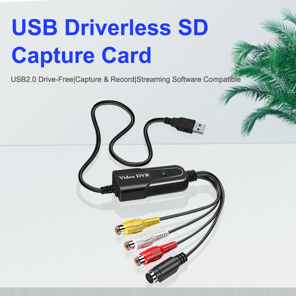 

USB 2.0 Video Capture Card AV RCA Digital to USB Converter Portable Adapter Video Cable for DV/VHS TV DVD Home Use Windows 7