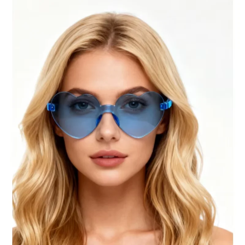 PESENAR Óculos de sol em forma de coração azul claro para o Dia dos Namorados: estilo misto com pingente doce