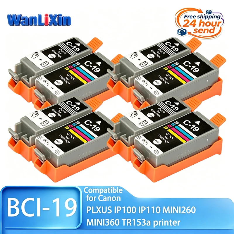 Japanese version BCI-19BK BCI-19C BCI19 BCI-19 19 Ink Cartridge Compatible for Canon PLXUS IP100 IP110 MINI260 MINI360 TR153a