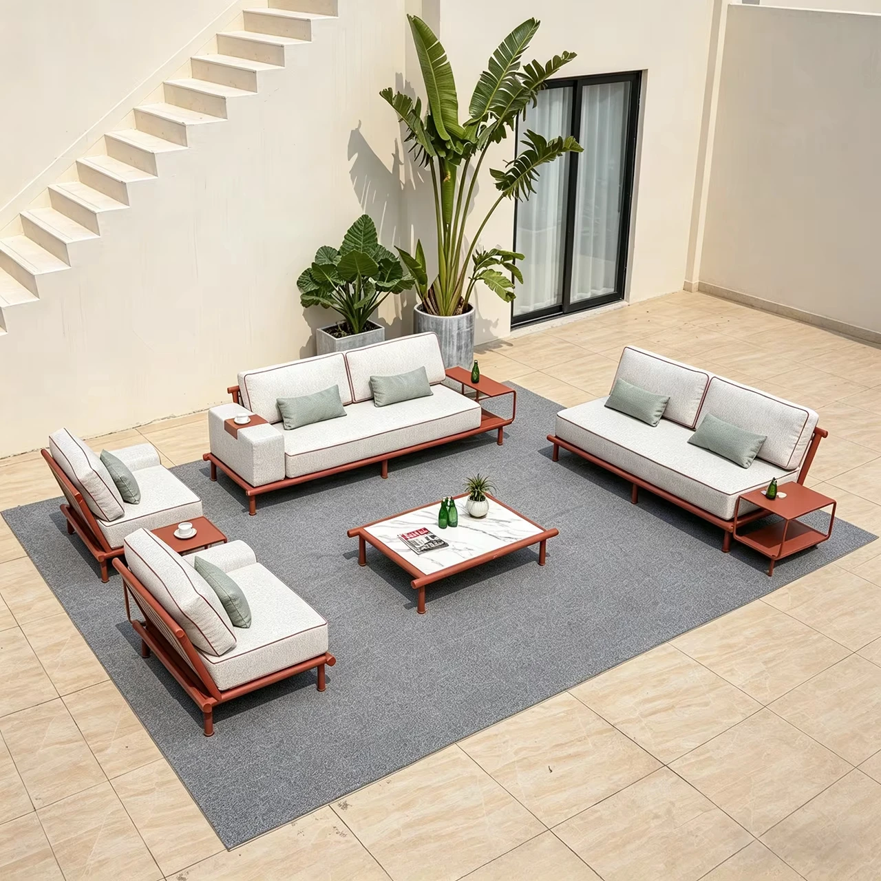 di-Courtyard Aluminum Garden Furniture Lounge Outdoor Sofa 4pcs Set