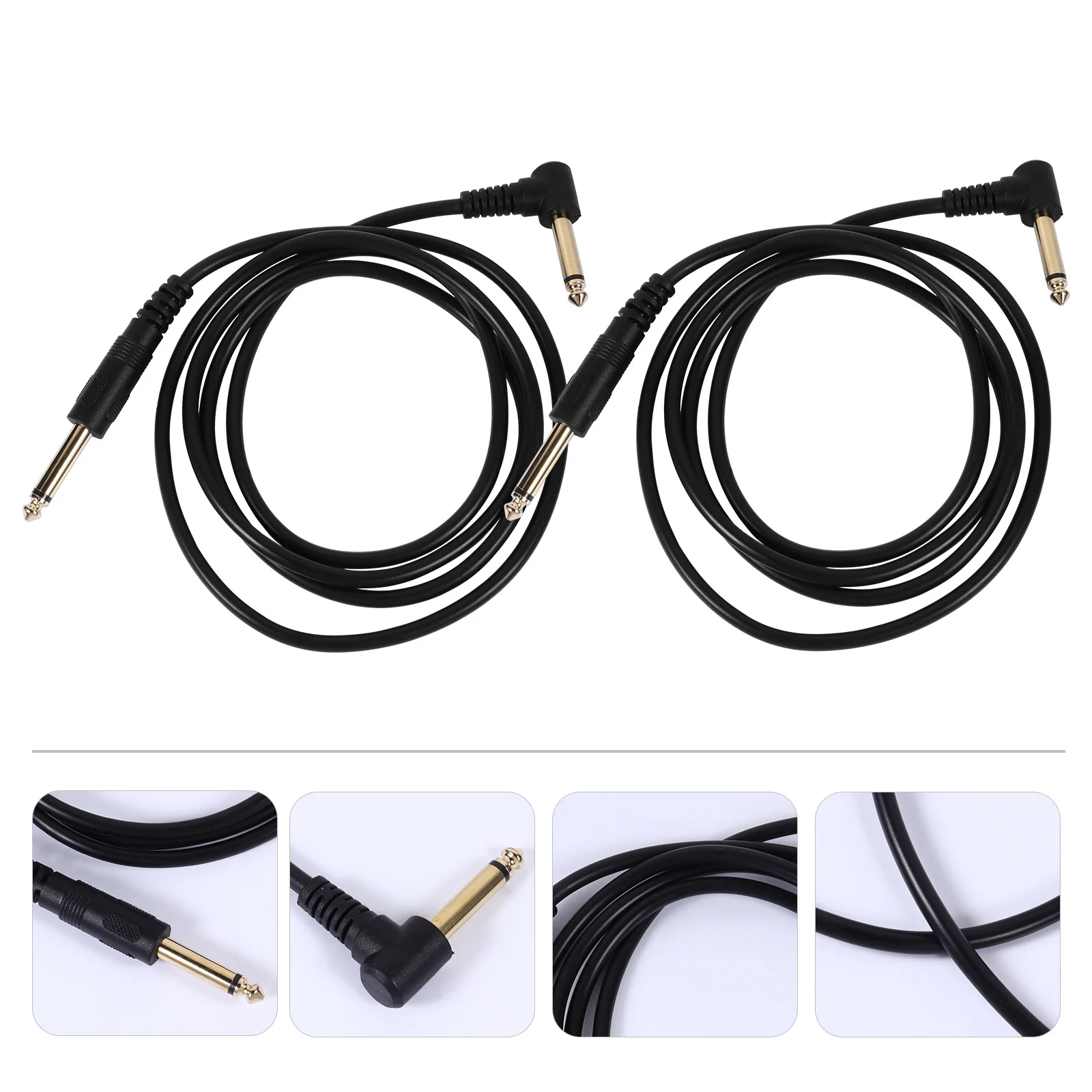 

2Pcs Guitar Instrument Cable 6.35mm PVC Right Angle Patch Cable Noise Suppression Audio Amp Cord Amplifier Wire