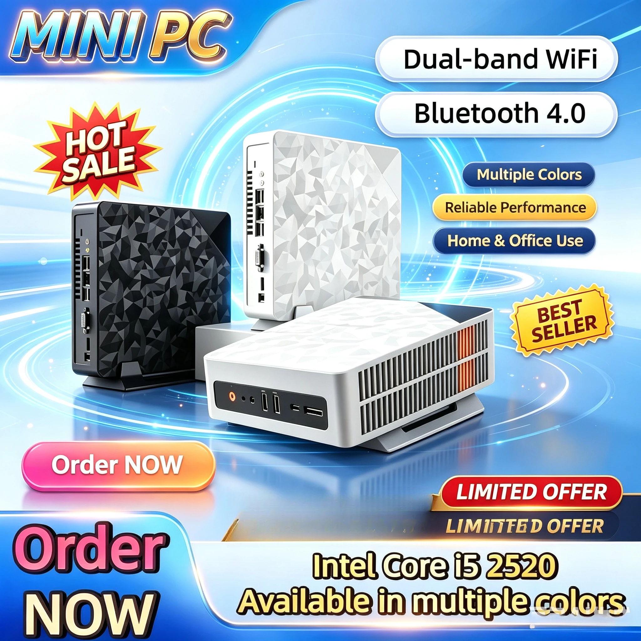 Intel Core i5 2520, New Mini PC Compact Powerful, Dual-Band WiFi Bluetooth 4.0, USB 3.0, High-Speed Read/Write, for Home Office.