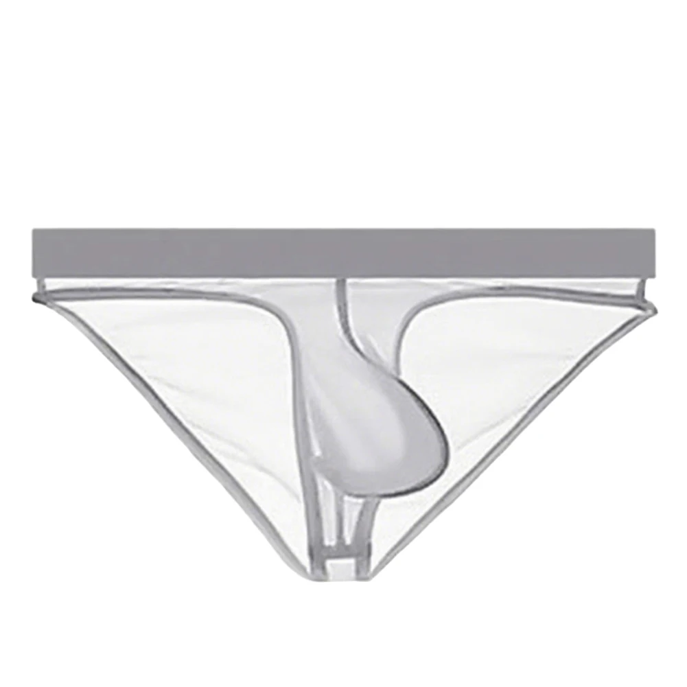 

Low Rise Men\\'s Mesh Briefs with Transparent Bulge Pouch Elastic Waistband Breathable Underwear for Everyday Use
