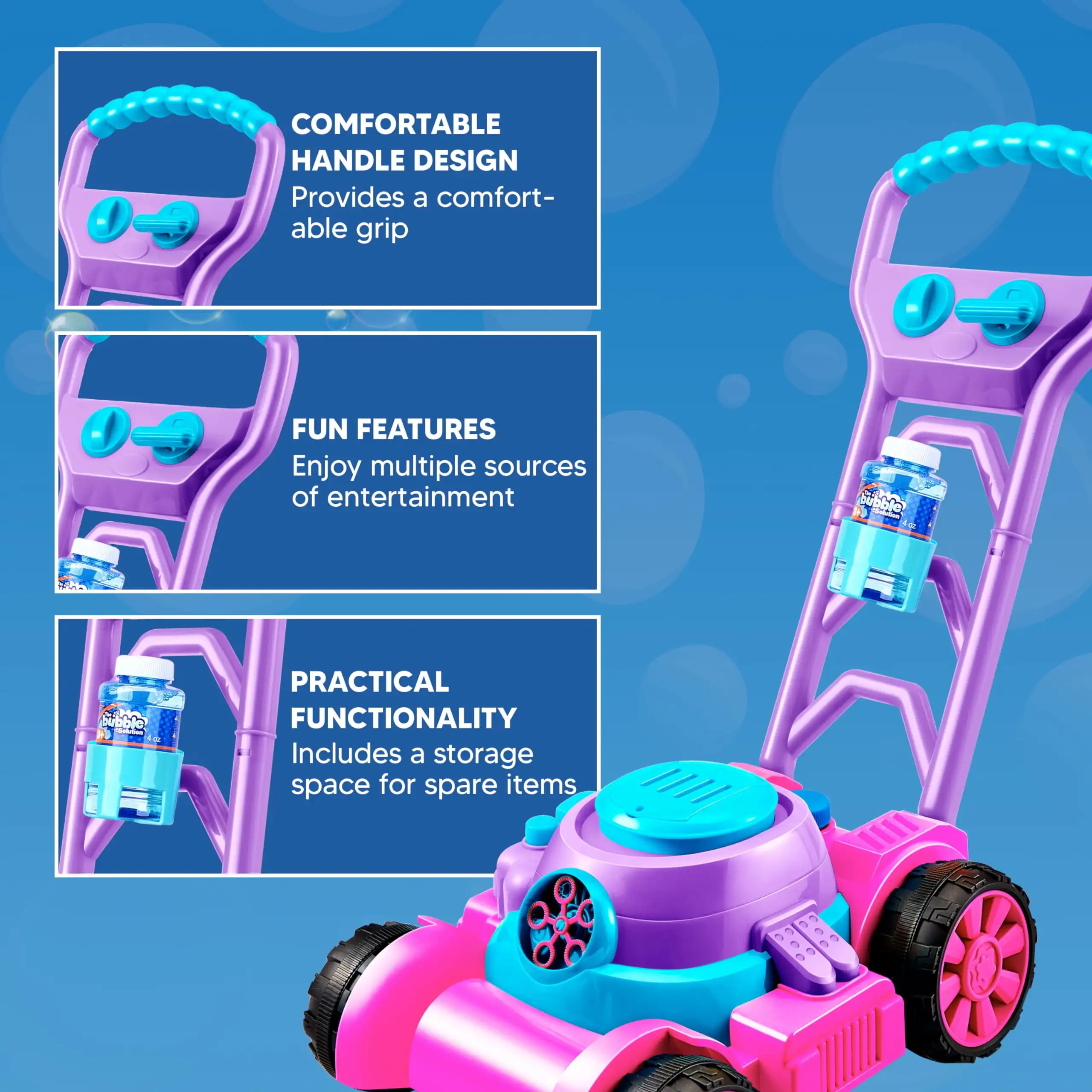 JOYFY cortacésped de burbujas, - Kids Outdoor Lawn Mower reseña y precio