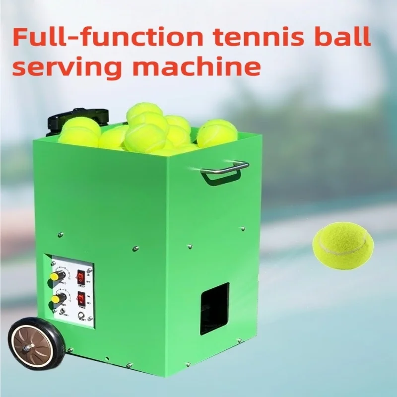 Portable Tennis Ball Machine with Left and Right Head Swing Tennis Ball Training Machine with Remote Control Teaching Racquet