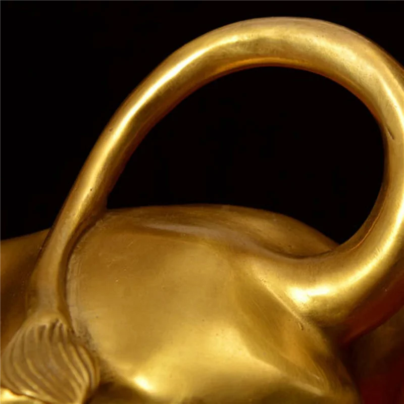 AB46-2X Feng Shui Fortune Brass Bull Statue, Sculpture Home Decoration Golden Copper Bull Represents Good Luck Of Career