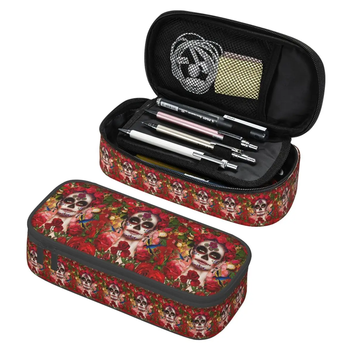 

Mexican Catrina Girl Day Of The Dead Sugar Skull Pencil Case Pencil Pouch Storage Stationery Supplies Pen Box Pencil Bag for Kid