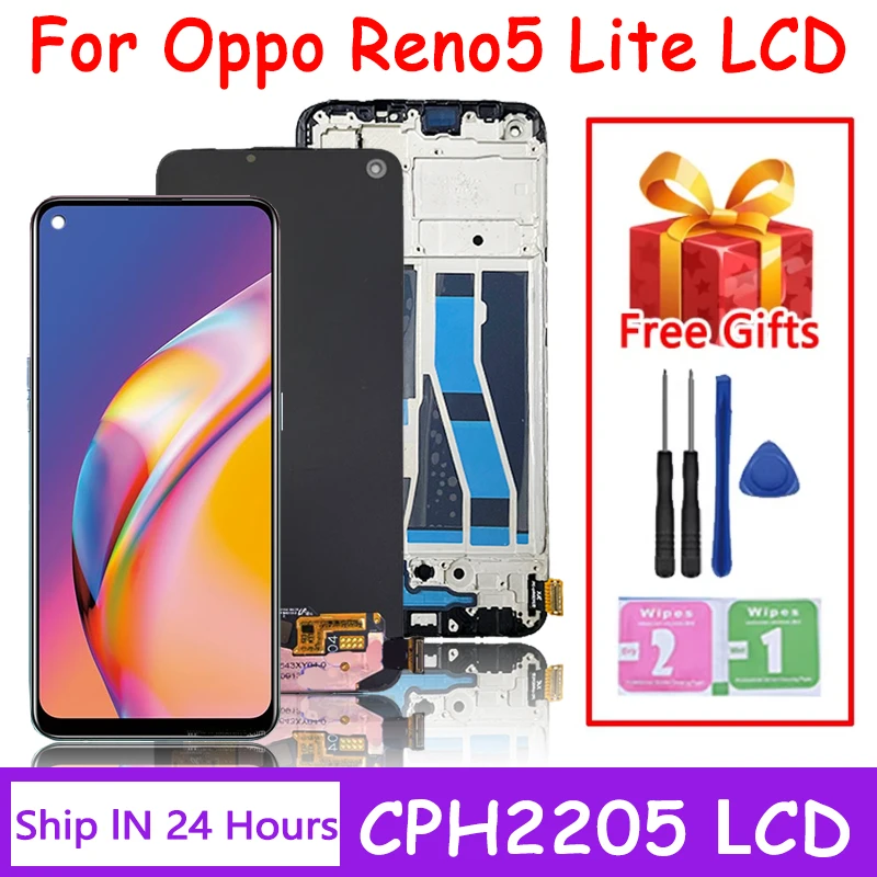 W 100% przetestowany ekran LCD OPPO Reno5 Lite CPH2205 + montaż Digitizera dotykowego do wyświetlacza OPPO Reno 5 Lite 5Lite