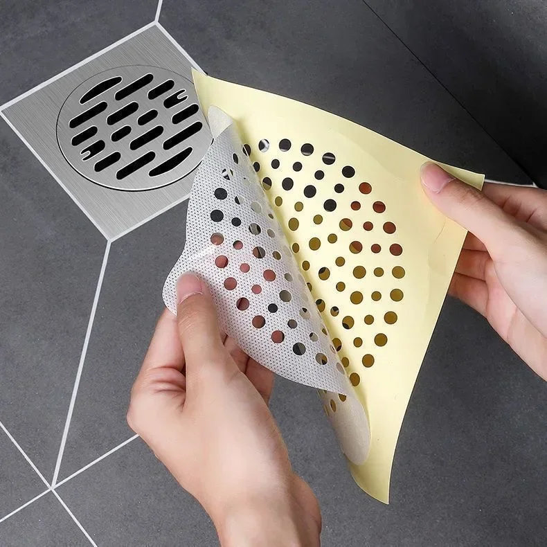 10x10cm Disposable Floor Drain Sticker Self-Adhesive Shower Drain Hair Catcher Stoppers Mesh Bathroom Kitchen Sink Hair Filter