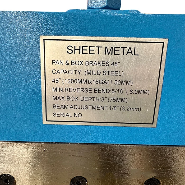 48 Inch Manual Sheet Metal Folding Machine W1.5*1220 Hand Pan and Box Brake Bending Machine Manual Folder Machinery Tools