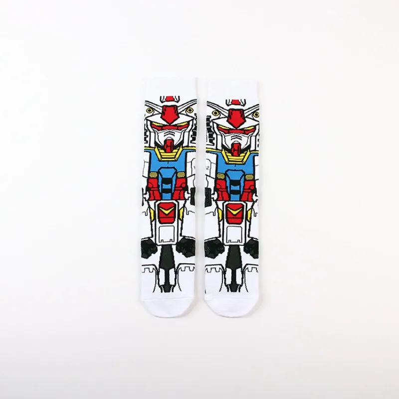 GUNDAM RX-78-2 Anime Socks Cartoon Men Boy Casual Hip Hop Street Skateboard Happy Socks Breathable Cotton Long Socks Wholesale