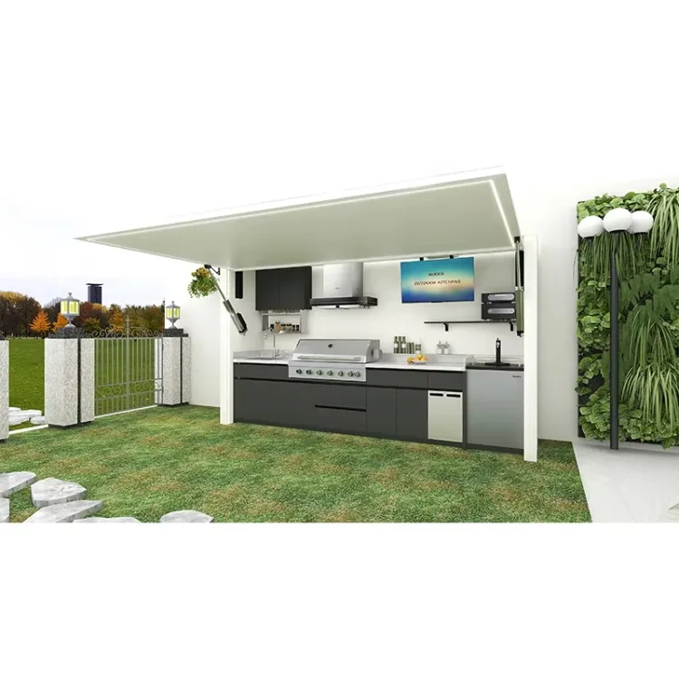 Hot Sell Outdoor Kitchen Garden Stainless Steel 304 Chrome Plated Bbq Cabinets Remote Control Grill Flame Safety