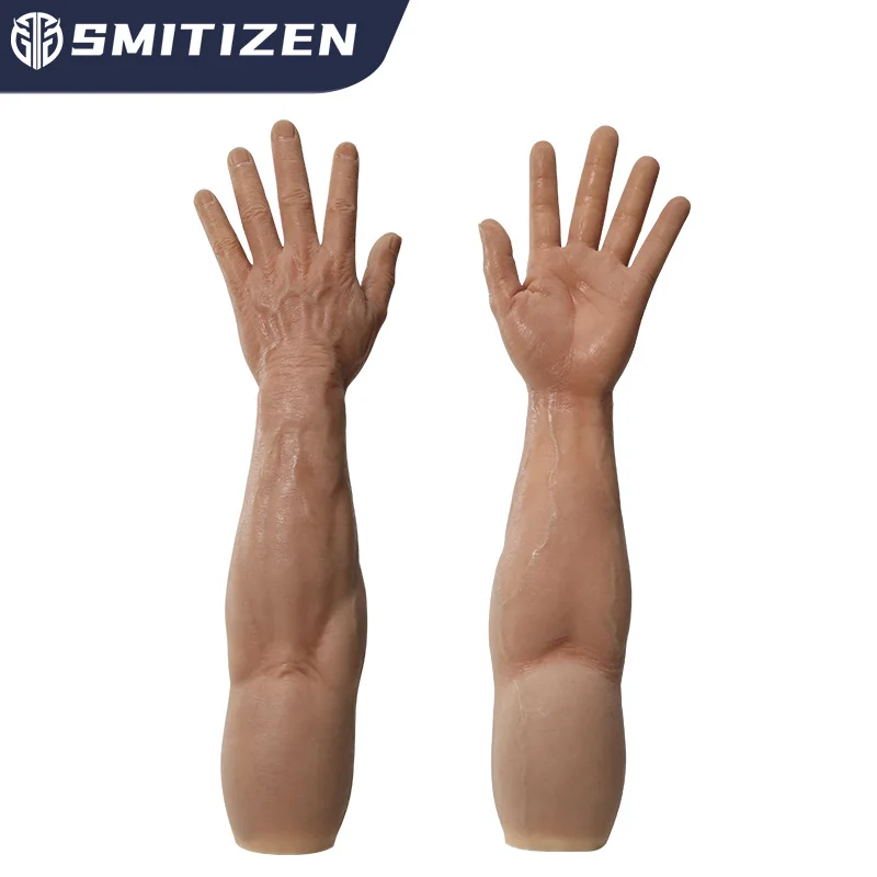 Smitizen Silicone Men's Gloves False Hands Realistic Muscular Arms for Men Artificial Fantasy Cosplay Costumes Lifelike Handwear