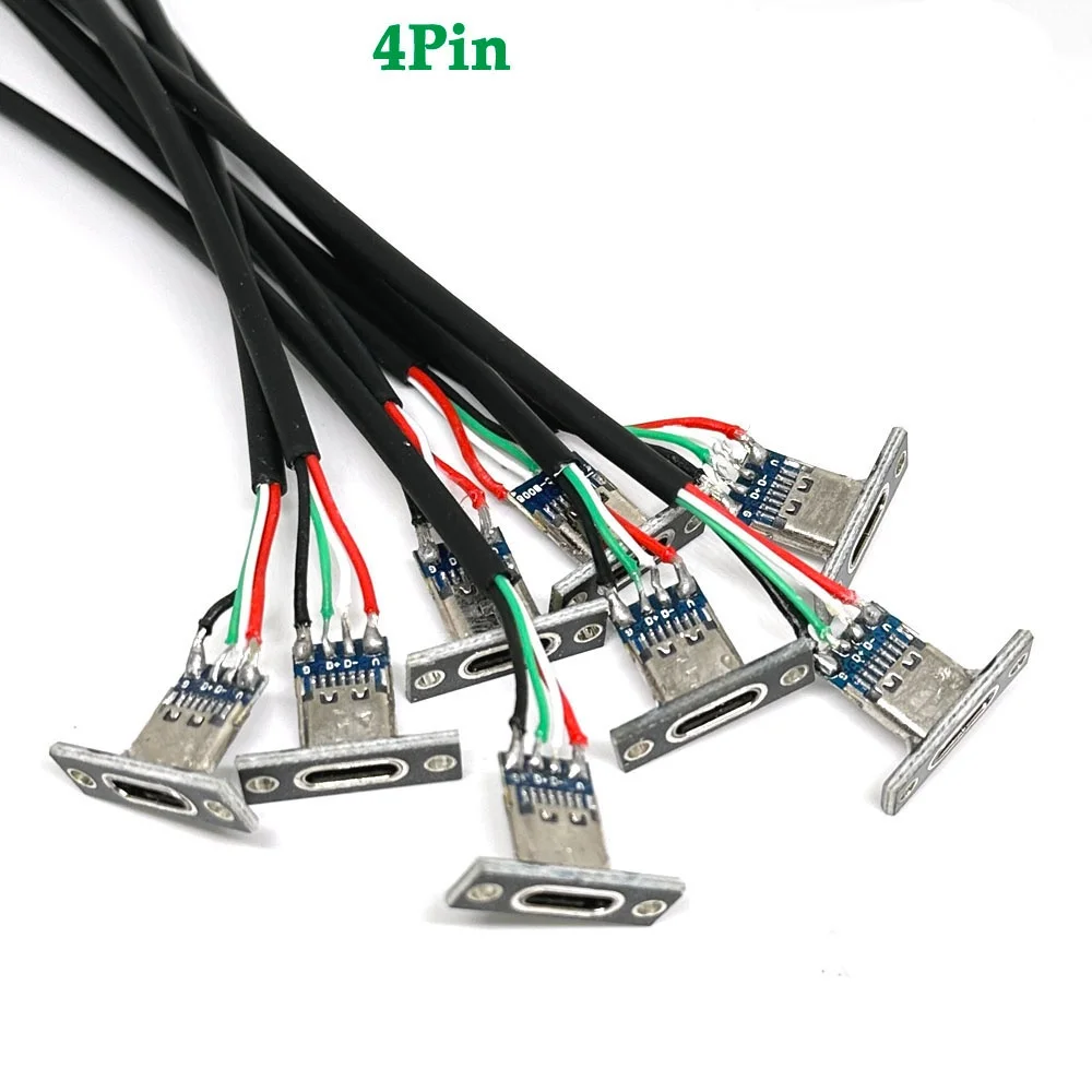 1/5/10/20Pcs USB 3.1 Jack Connector 2Pin 4Pin Charging Port USB C Socket Soldering Repair Adapter With Screw Fixing Plate Mount