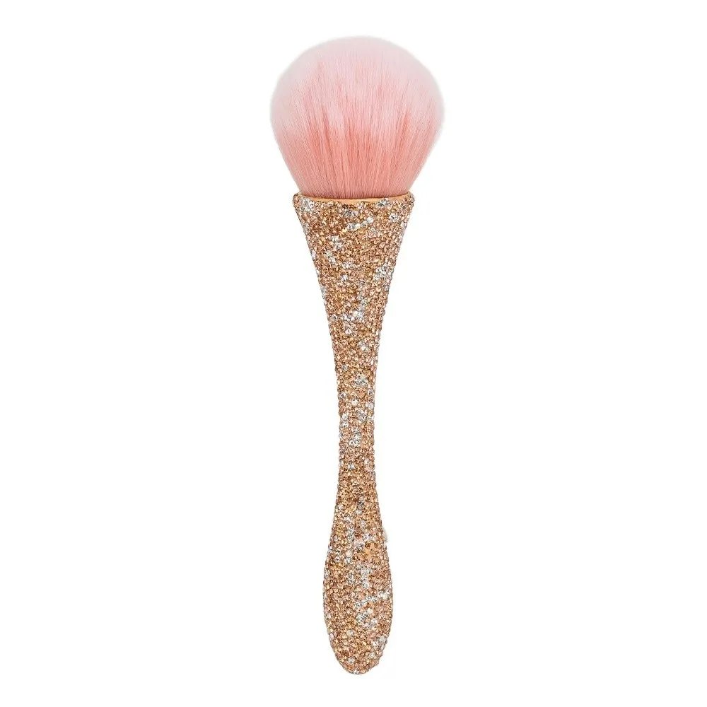 Soft Nylon Hair Nail Dust Cleansing Brush Prevent Deformation Comfortable Grip Nail Powder Remover Brush Shiny Rhinestones