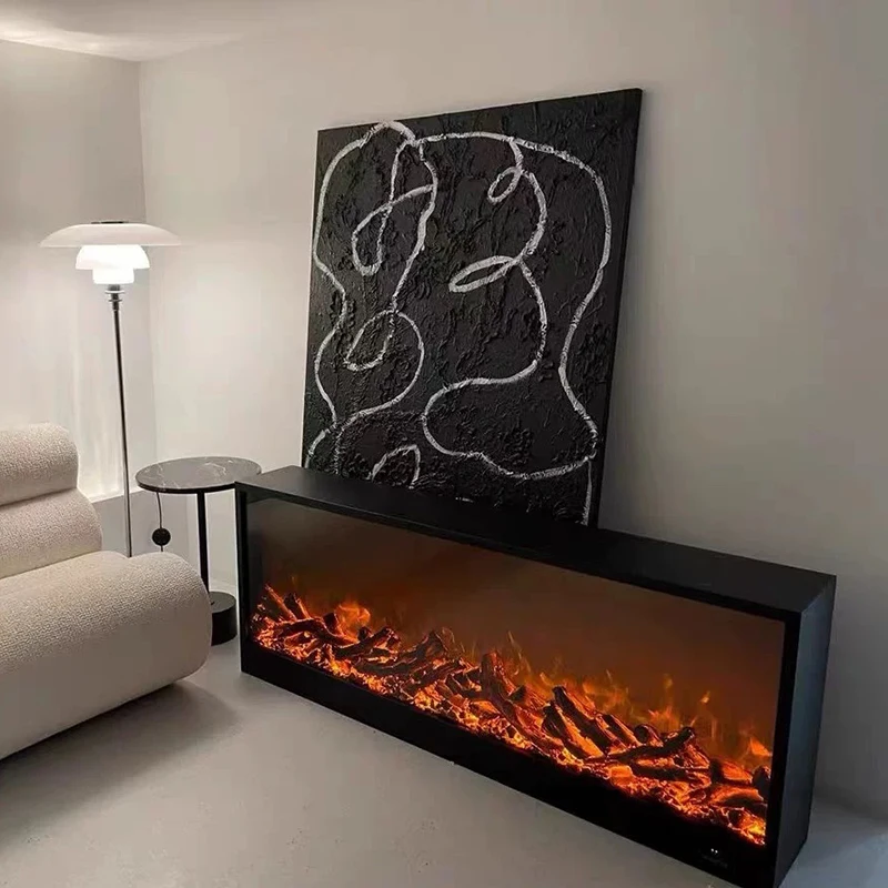 New European Arched 220V Electric Fireplace Heater Insert Black Wall Mounted Electric Fireplace With 3d Flame Light