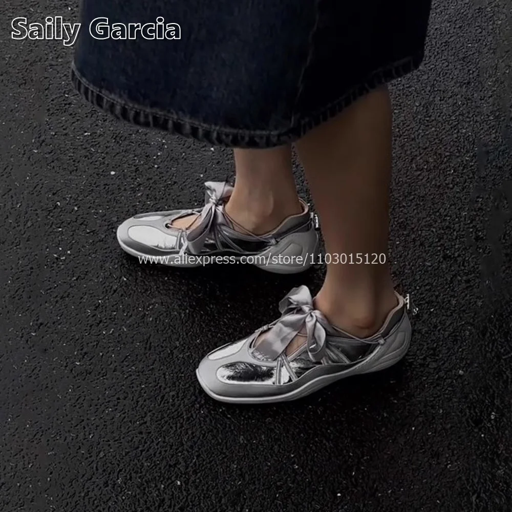 

Genuine Leather Silk Butterfly Knot Narrow Band Sneakers NEW Ballet Style Casual Shoes Mary Jane Thick Sole Sheepskin Sole Shoes