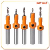 ABFA 5Pcs Wood Hole Drill Bit,8MM Shank Countersink Drill Bit Router Bit,Wood Working Counter Sink Drill Bit Set Screw Cutter