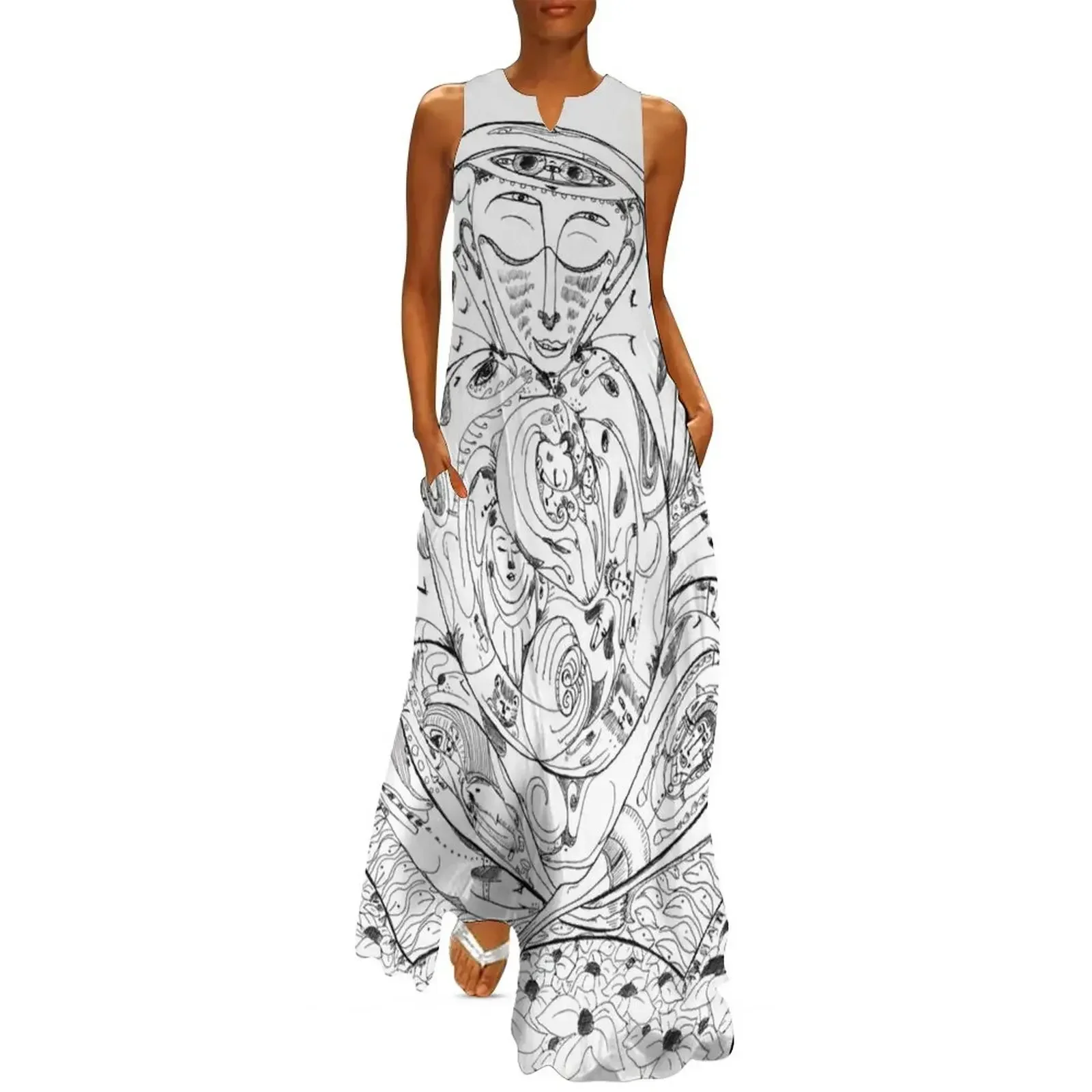 

Meditation with Dogs Long Dress luxury dresses women's evening dress 2025 Dress vintage beach outfits for women